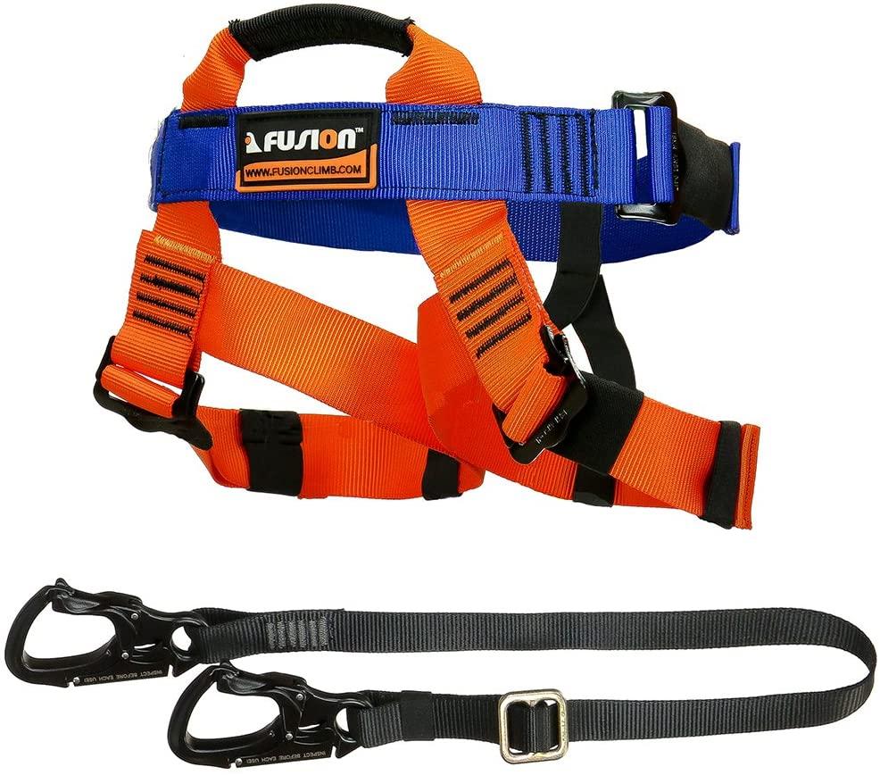 Fusion Climb Tactical Edition Kids Commercial Zip Line Kit Harness/Lanyard Bundle FTK-K-HL-01, Black, One Size