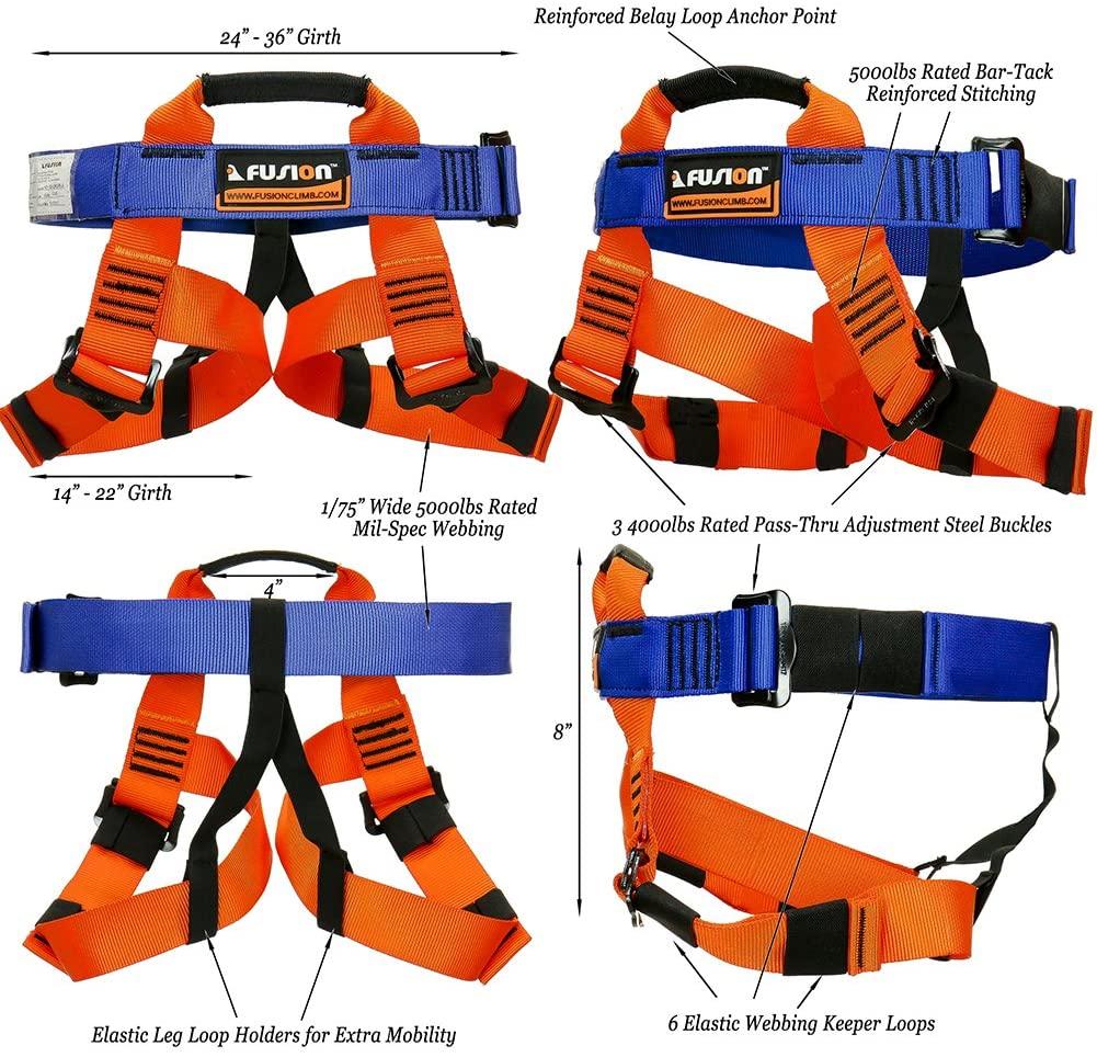 Fusion Climb Tactical Edition Kids Commercial Zip Line Kit Harness/Lanyard Bundle FTK-K-HL-01, Black, One Size