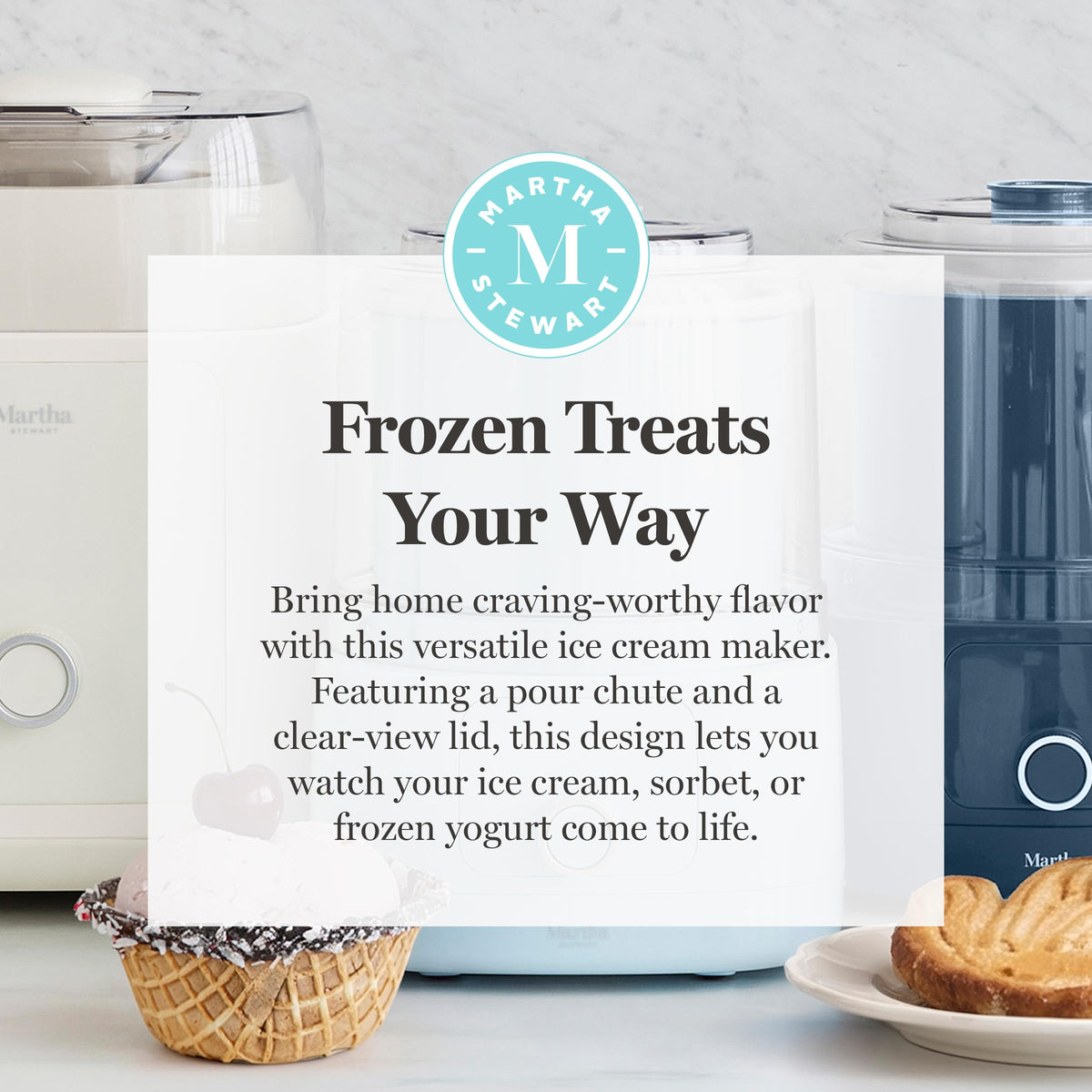 Ice Cream Maker, 2 Quart Double-Insulated Freezer Bowl, Sorbet & Frozen Yogurt, Ready in 20 Minutes, Mix-Ins Chute, Easy to Clean, Linen Cream