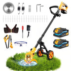 Electric Weed Wacker Cordless Weed Eater Battery Powered 21V, 4-in-1 Brush Cutter/String Trimmer/Grass Trimmer/Lawn Mower, 6 inch Lightweight Edger Stringless Weed Trimmer with Wheel &amp; Blade,2 Battery