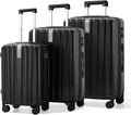 Upgrade luggage sets PC Lightweight Hardshell Suitcases with Spinner Wheels &amp; TSA Lock, Extra Large Rolling Travel Luggage Nestable Storage 3 Piece Set 20/24/29(Black)