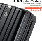 Upgrade luggage sets PC Lightweight Hardshell Suitcases with Spinner Wheels &amp; TSA Lock, Extra Large Rolling Travel Luggage Nestable Storage 3 Piece Set 20/24/29(Black)