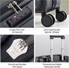 Upgrade luggage sets PC Lightweight Hardshell Suitcases with Spinner Wheels &amp; TSA Lock, Extra Large Rolling Travel Luggage Nestable Storage 3 Piece Set 20/24/29(Black)