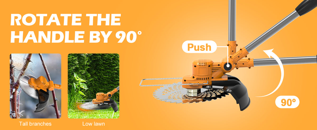 Electric Weed Wacker Cordless,4 in 1 Weed Eater Battery Powered Brush Cutter,9''Grass Trimmer Stringless Weed Trimmer Lawn Mower Edger Metal Blade Battery(2 x 21V 4.0Ah Batteries &amp; Charger)