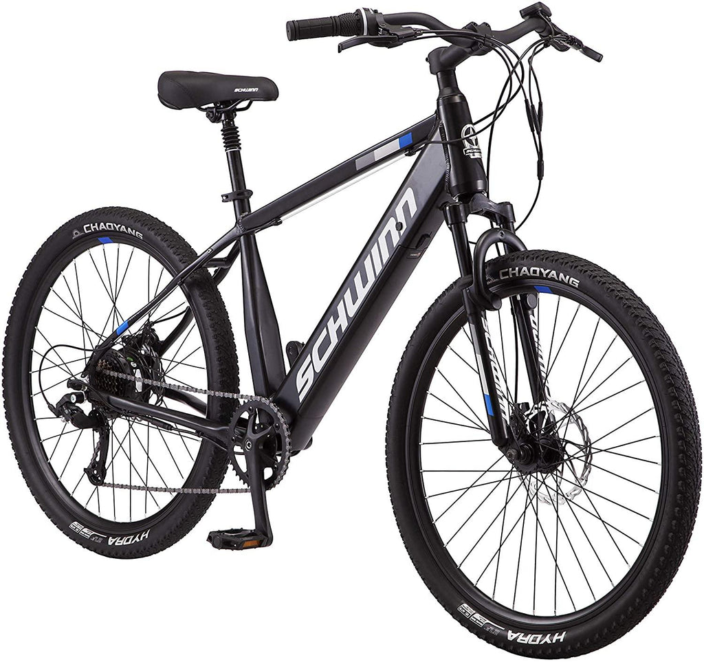 Schwinn Amalgam Adult Electric Bike, 17 or 18.5-Inch Hybrid Aluminum Frame, 7 Speed, 27.5-Inch Wheels, 375Wh Battery, Multiple Colors