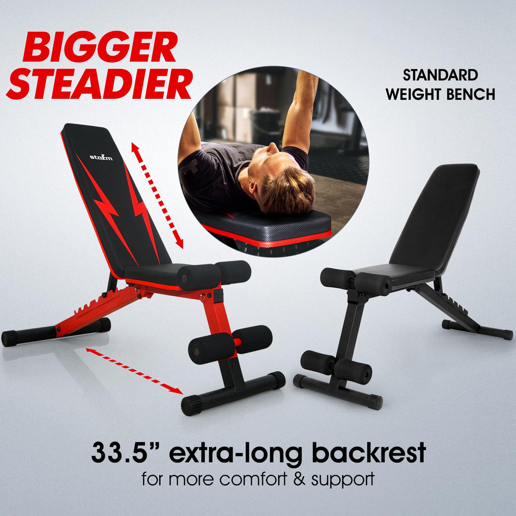 STOZM 14-GauSteel Adjustable Weight Bench with Foldable , Multipurpose Flat/ Incline/ Decline Bench - Max Weight Capacity 900 lbs (Crimson)