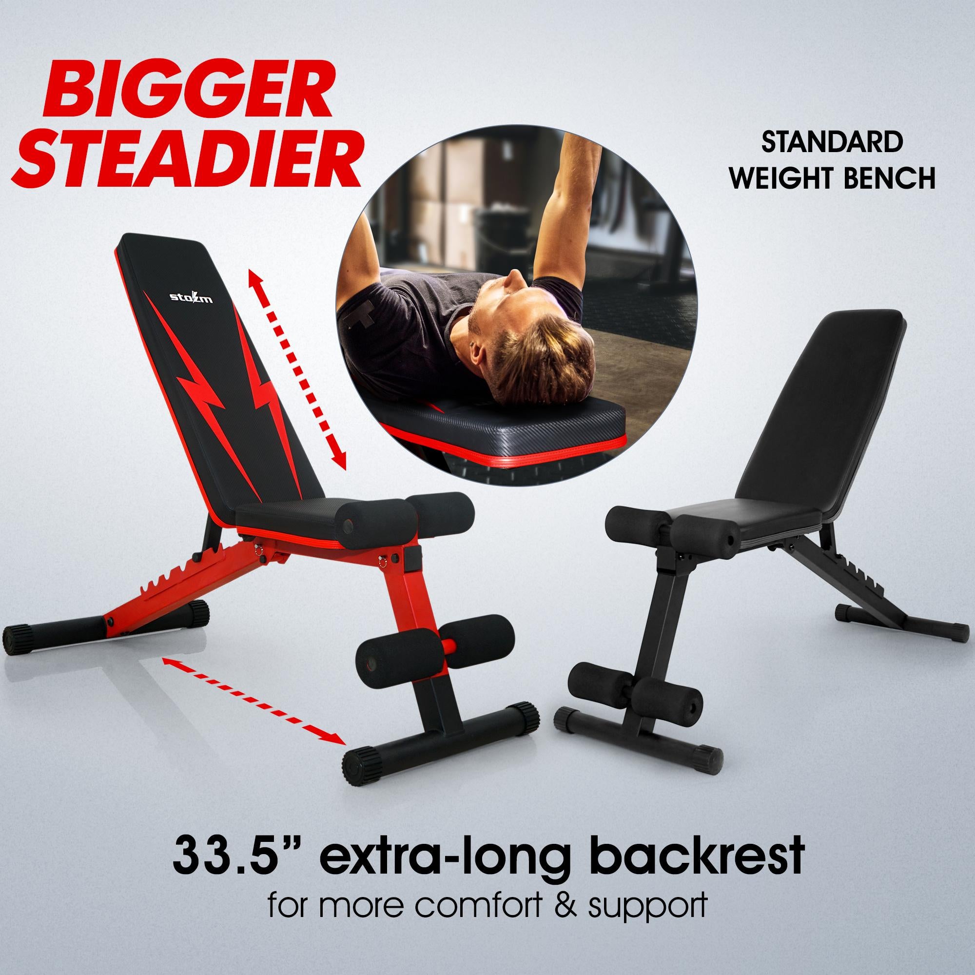 STOZM 14-GauSteel Adjustable Weight Bench with Foldable , Multipurpose Flat/ Incline/ Decline Bench - Max Weight Capacity 900 lbs (Crimson)