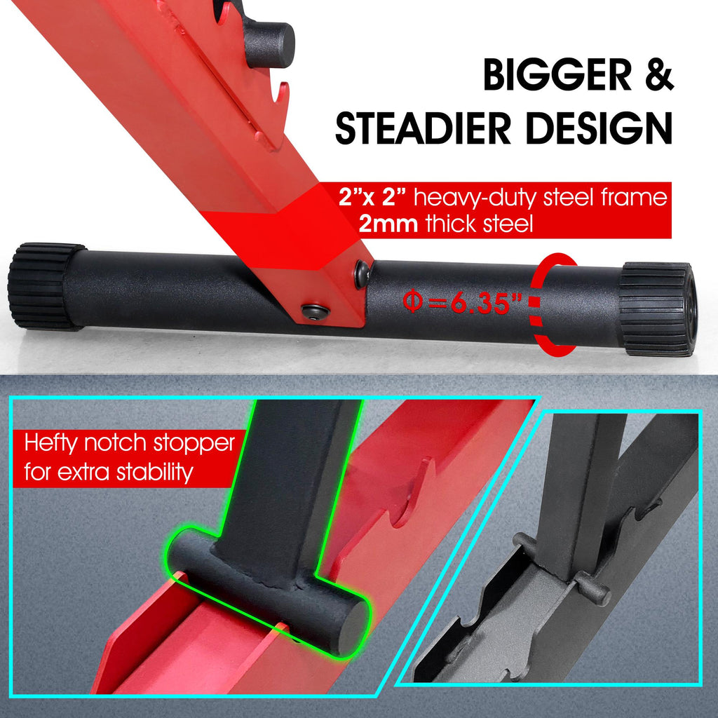STOZM 14-GauSteel Adjustable Weight Bench with Foldable , Multipurpose Flat/ Incline/ Decline Bench - Max Weight Capacity 900 lbs (Crimson)