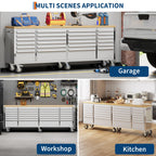 96 inch Tool Chest, Tool Box Mobile 24 Drawers StoraRolling Cabinet with Wheels Lock Key LocSystem Drawer Liners for GaraWarehouse Repair Shop
