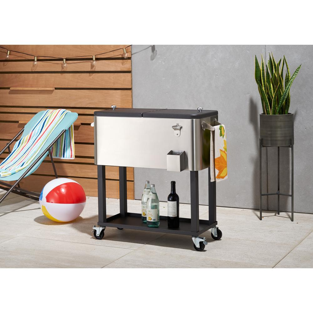 80 Qt./20 Gal.  Steel Standing Wheeled Cooler with Shelf