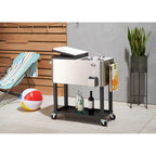 80 Qt./20 Gal.  Steel Standing Wheeled Cooler with Shelf