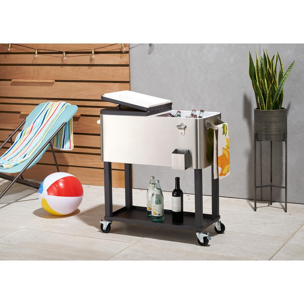 80 Qt./20 Gal.  Steel Standing Wheeled Cooler with Shelf