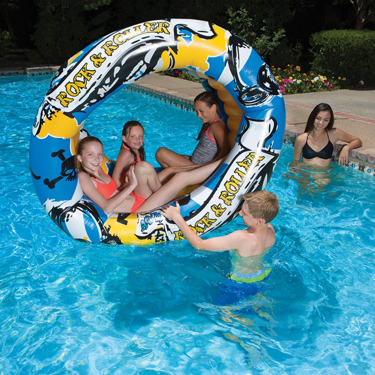 Swim Central 60" Yellow and Blue Inflatable Aqua Fun Rock and Roller Swimming Pool Toy