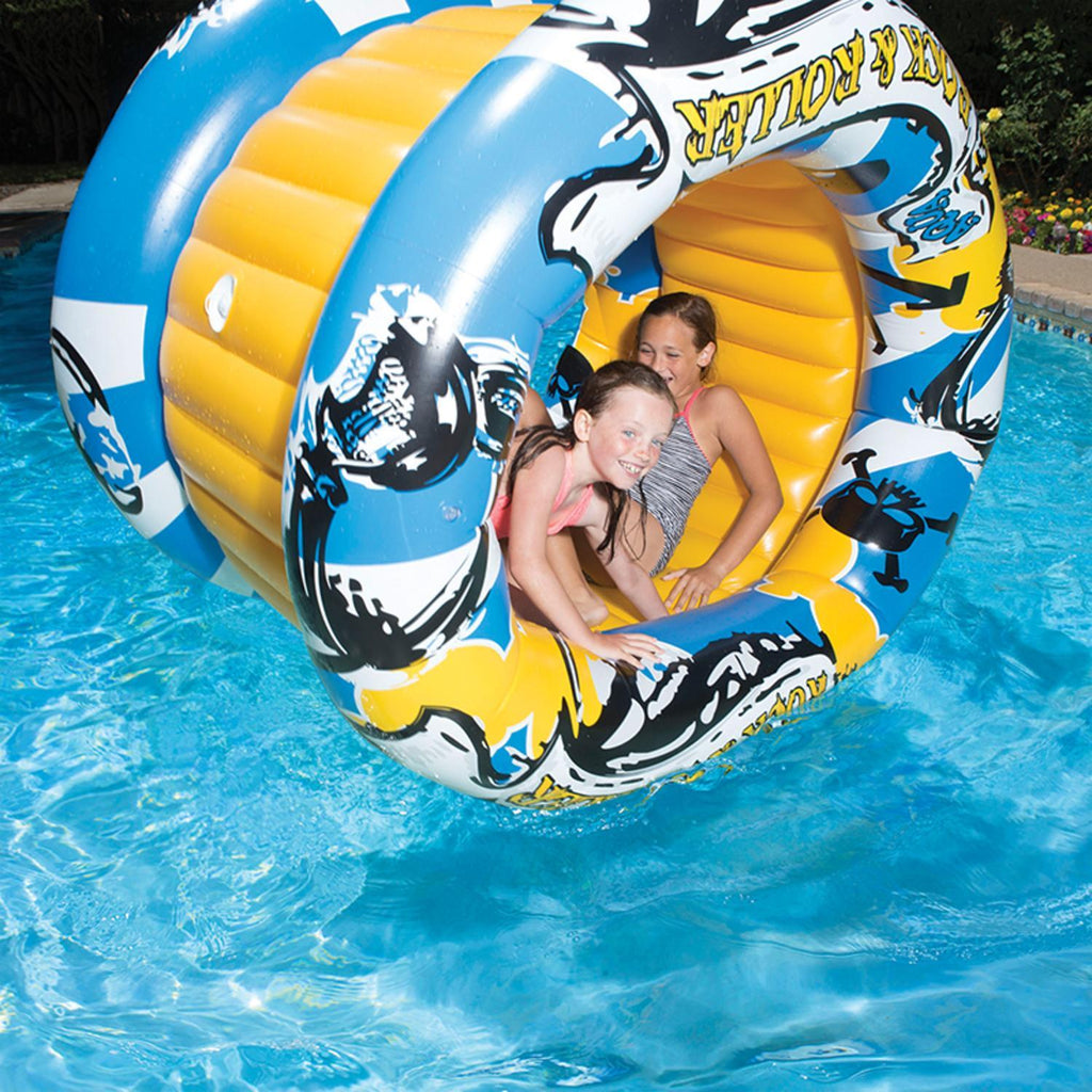 Swim Central 60" Yellow and Blue Inflatable Aqua Fun Rock and Roller Swimming Pool Toy