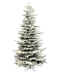 Perfect Holiday 7.5' Pre-Lit Flocked Slim Christmas Tree Warm White Led Lights