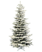 Perfect Holiday 7.5' Pre-Lit Flocked Slim Christmas Tree Warm White Led Lights