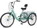 Slsy Adult Tricycles 7 Speed, Adult Trikes 20/24 / 26 inch 3 Wheel Bikes, Three-Wheeled Bicycles Cruise Trike with Shopping Basket for Seniors, Women, Men.