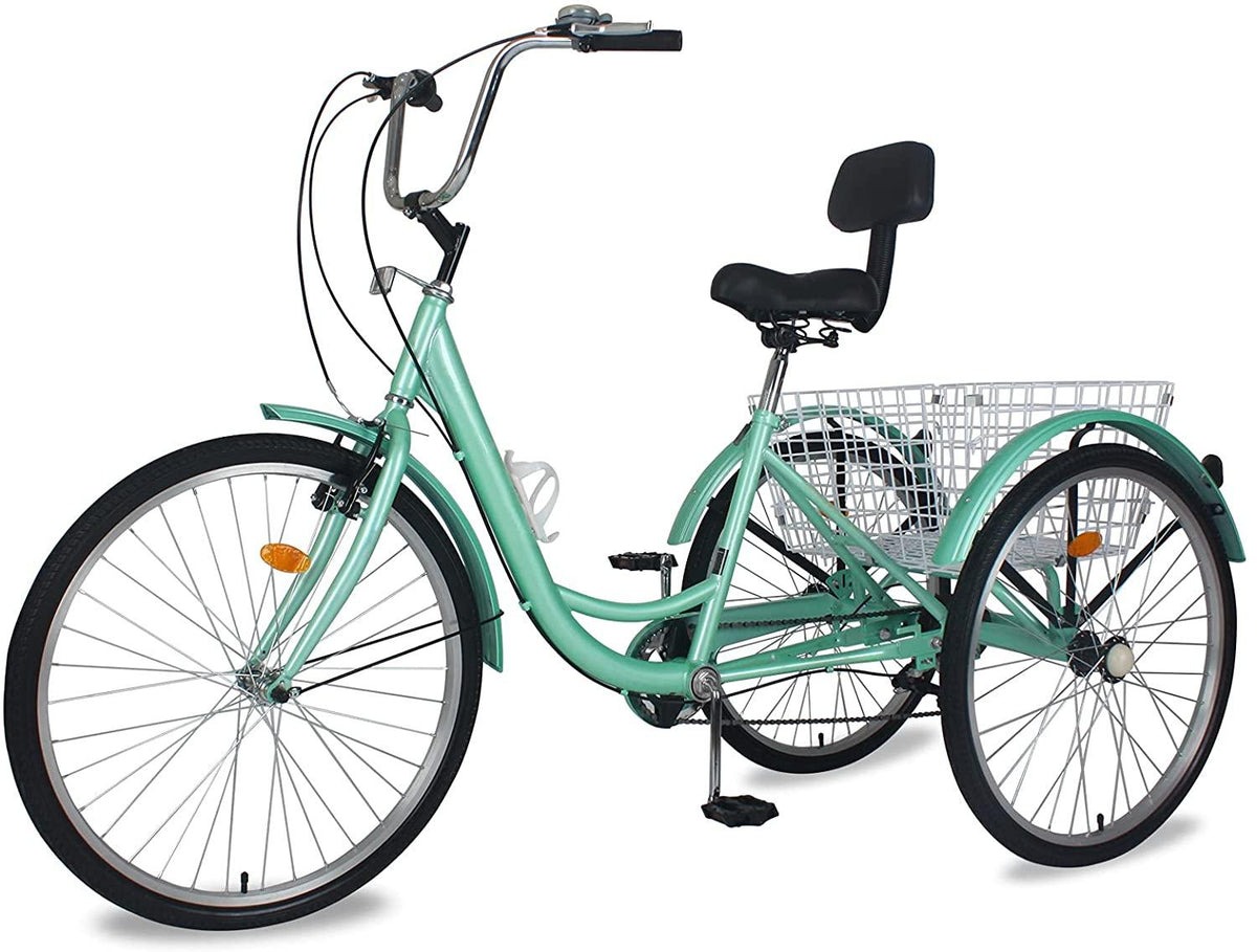 Slsy Adult Tricycles 7 Speed, Adult Trikes 20/24 / 26 inch 3 Wheel Bikes, Three-Wheeled Bicycles Cruise Trike with Shopping Basket for Seniors, Women, Men.