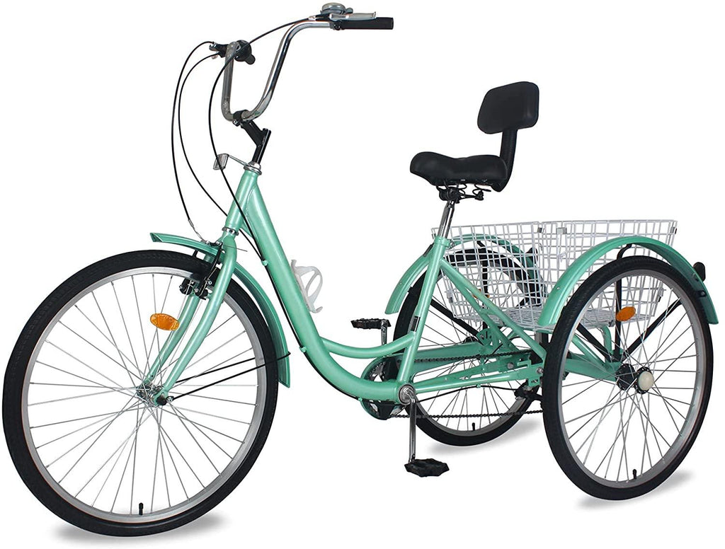 Slsy Adult Tricycles 7 Speed, Adult Trikes 20/24 / 26 inch 3 Wheel Bikes, Three-Wheeled Bicycles Cruise Trike with Shopping Basket for Seniors, Women, Men.