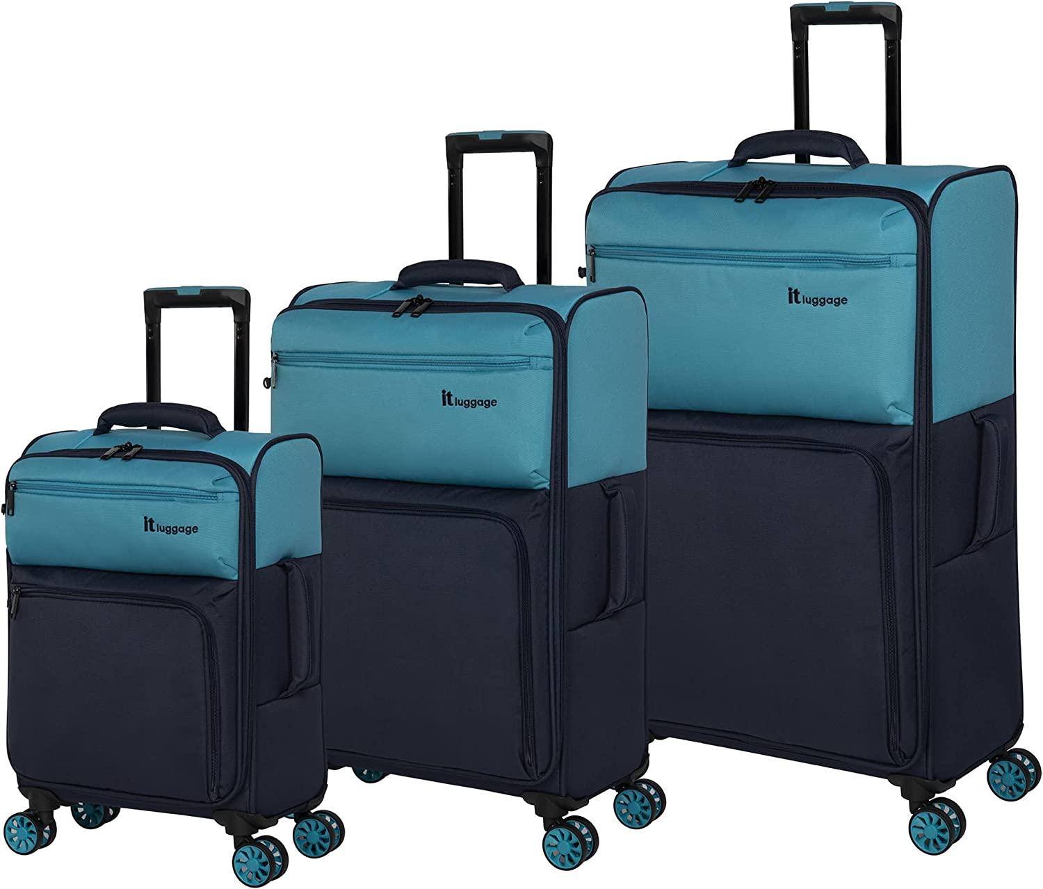 Duo-Tone 3 Piece Softside 8 Wheel Spinner Set, Capri Breeze/Dress Blues, 3 Pc