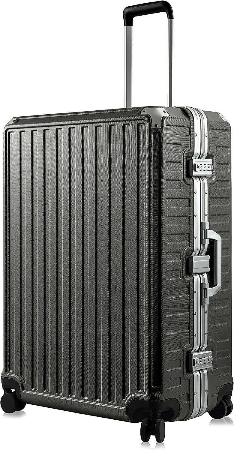 Aluminum Frame Luggage, PC Hard Shell Checked Suitcase with 4 Corners, Zipperless Luggage with Spinner Wheels