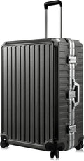 Aluminum Frame Luggage, PC Hard Shell Checked Suitcase with 4 Corners, Zipperless Luggage with Spinner Wheels