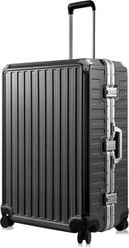 Aluminum Frame Luggage, PC Hard Shell Checked Suitcase with 4 Corners, Zipperless Luggage with Spinner Wheels