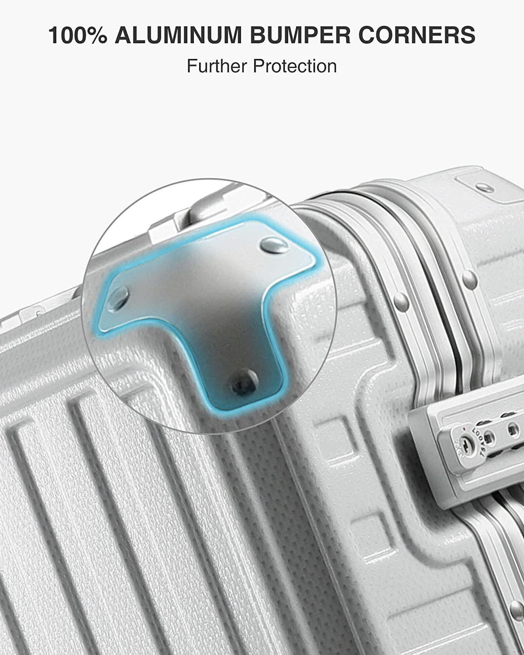 Aluminum Frame Luggage, PC Hard Shell Checked Suitcase with 4 Corners, Zipperless Luggage with Spinner Wheels