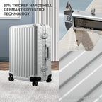 Aluminum Frame Luggage, PC Hard Shell Checked Suitcase with 4 Corners, Zipperless Luggage with Spinner Wheels