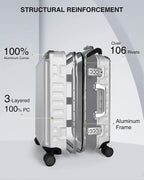 Aluminum Frame Luggage, PC Hard Shell Checked Suitcase with 4 Corners, Zipperless Luggage with Spinner Wheels