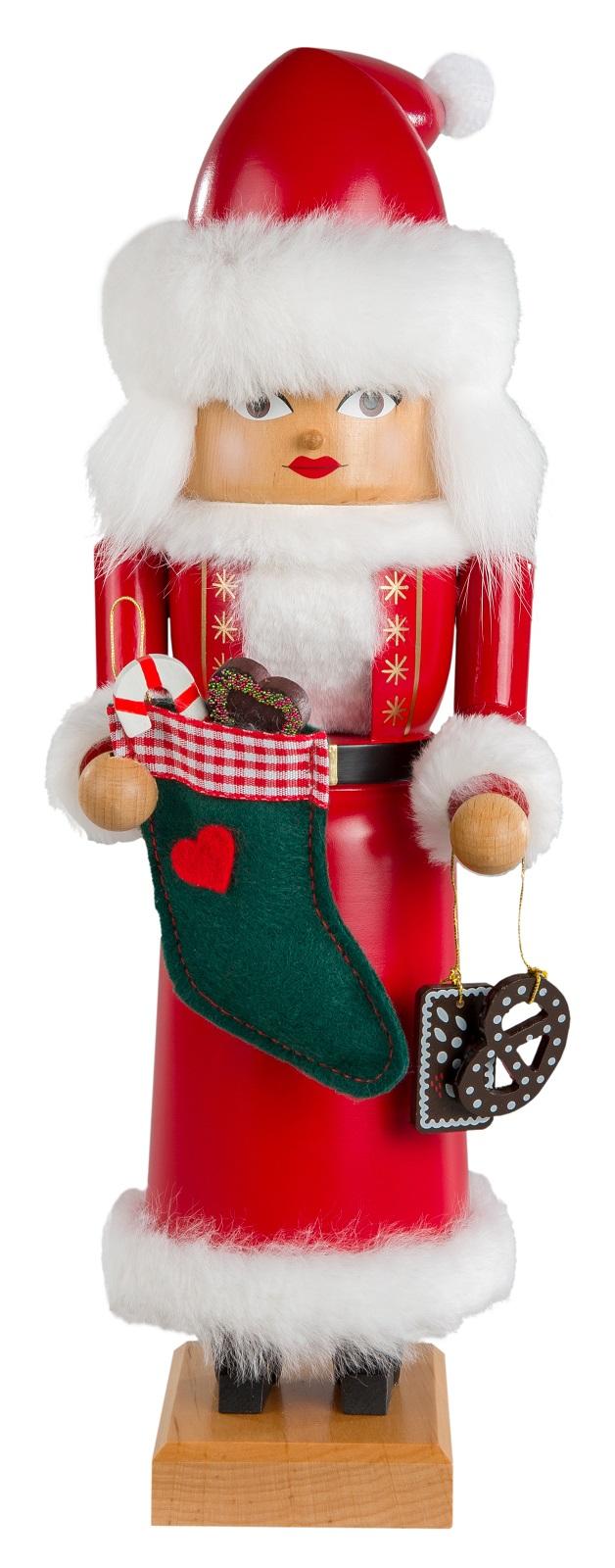 KWO Mrs Santa Claus with Treats German Wood Christmas Nutcracker Made in Germany