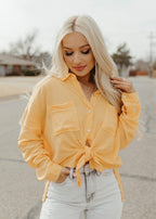 ariana button tie top - apricot cream