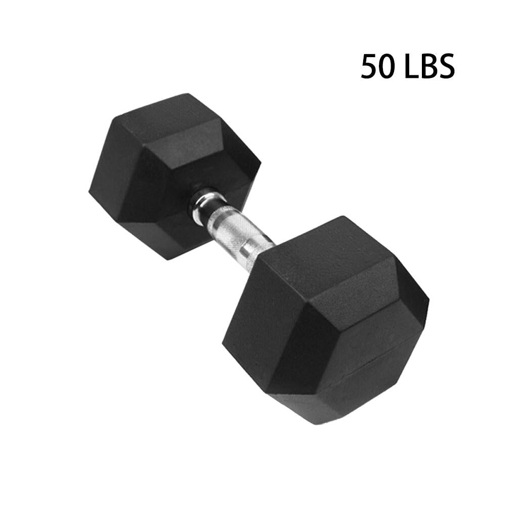 Barbell Set Of 1 Hex Rubber Dumbbell Metal Handles