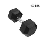 Barbell Set Of 1 Hex Rubber Dumbbell Metal Handles