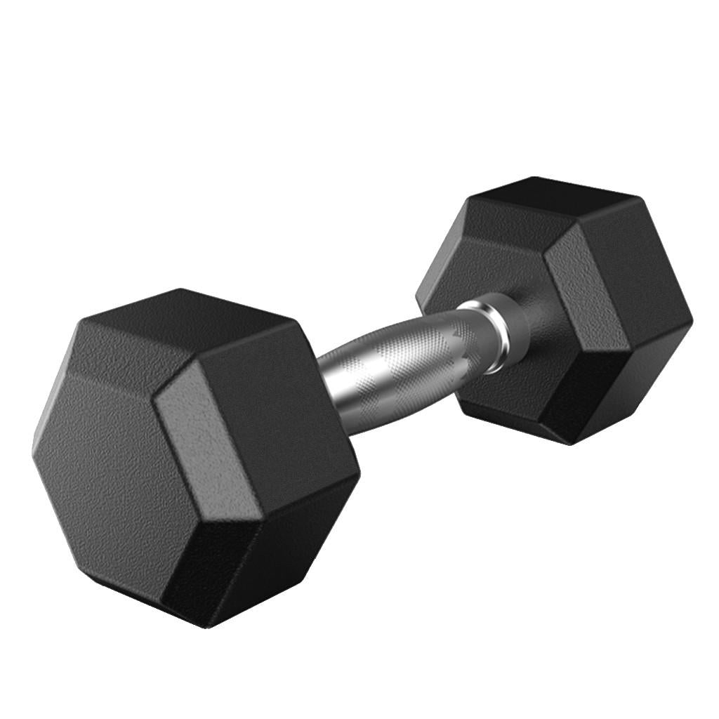 Barbell Set Of 1 Hex Rubber Dumbbell Metal Handles