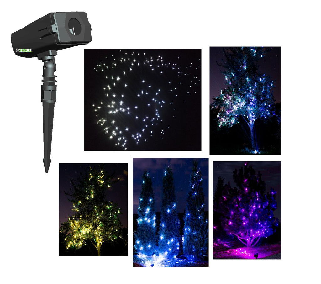 LEDMALL Full Spectrum Motion Star Effects 7 color WHITE Laser Christmas Lights, and WHITE LASER Decorative Lights with Remote control
