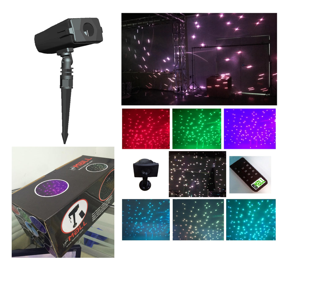 LEDMALL Full Spectrum Motion Star Effects 7 color WHITE Laser Christmas Lights, and WHITE LASER Decorative Lights with Remote control