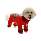 Walled Pet Festival Festive Four-Legged Tang Suit Red Cotton Coat Teddy Beagle Puppy Dog Warm Clothes Very Beautiful Clothes.