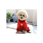 Walled Pet Festival Festive Four-Legged Tang Suit Red Cotton Coat Teddy Beagle Puppy Dog Warm Clothes Very Beautiful Clothes.