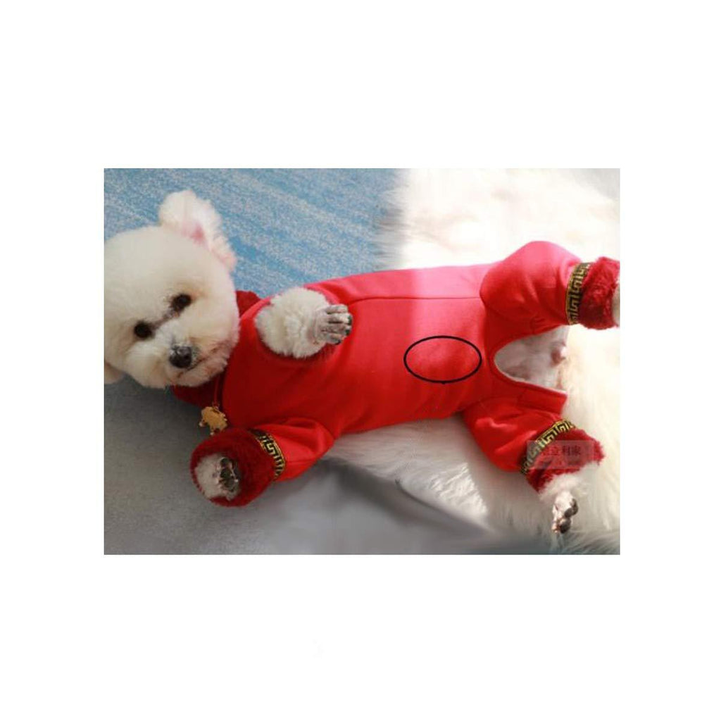 Walled Pet Festival Festive Four-Legged Tang Suit Red Cotton Coat Teddy Beagle Puppy Dog Warm Clothes Very Beautiful Clothes.