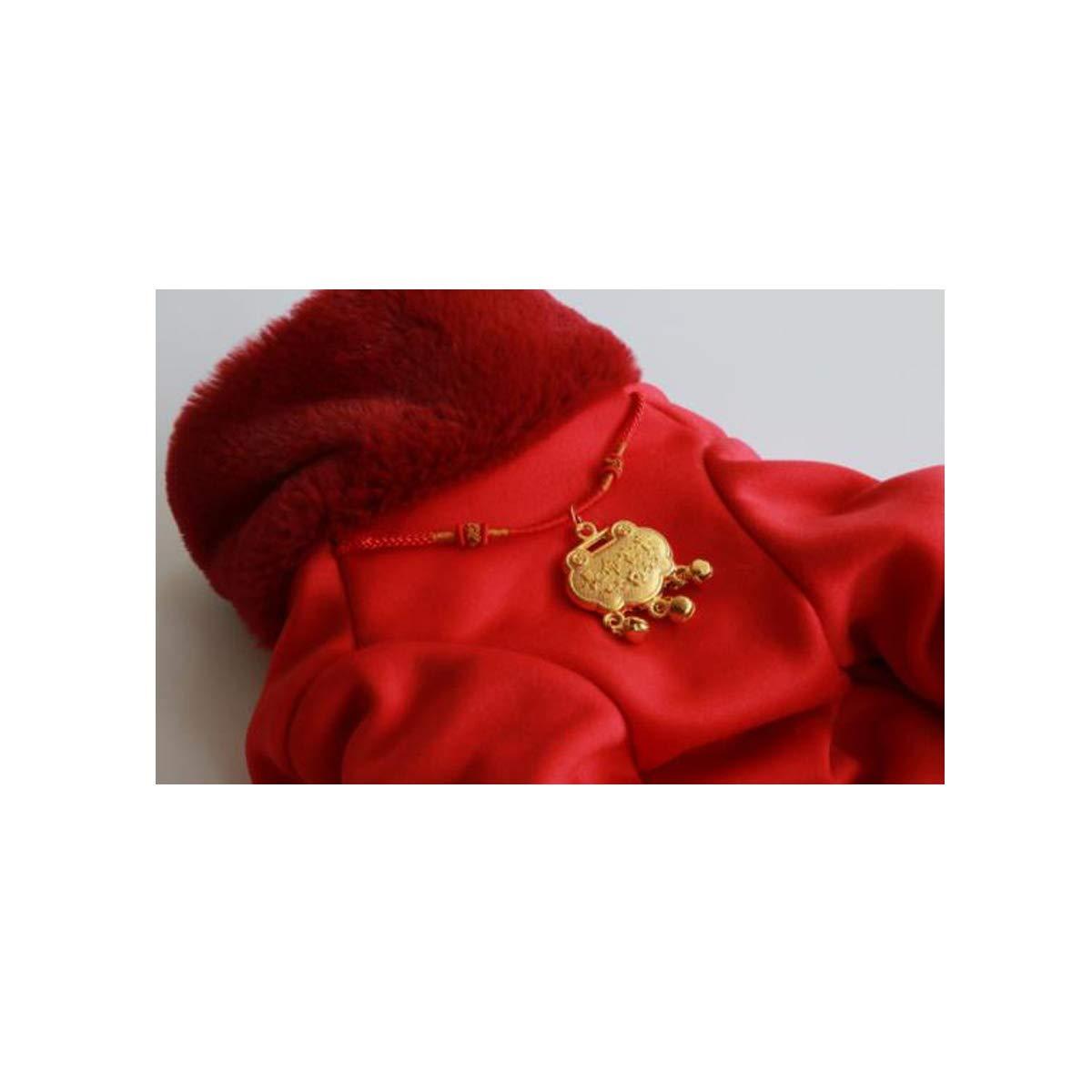 Walled Pet Festival Festive Four-Legged Tang Suit Red Cotton Coat Teddy Beagle Puppy Dog Warm Clothes Very Beautiful Clothes.