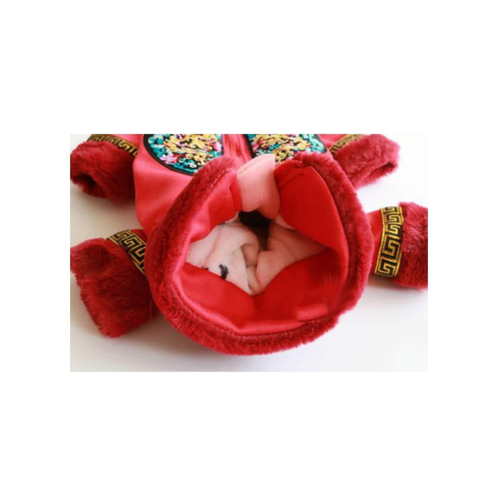 Walled Pet Festival Festive Four-Legged Tang Suit Red Cotton Coat Teddy Beagle Puppy Dog Warm Clothes Very Beautiful Clothes.