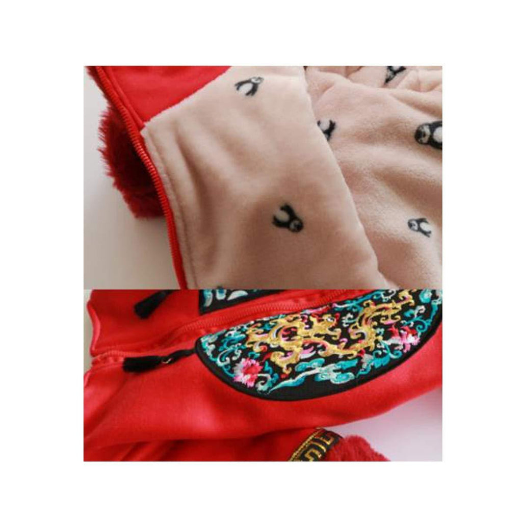 Walled Pet Festival Festive Four-Legged Tang Suit Red Cotton Coat Teddy Beagle Puppy Dog Warm Clothes Very Beautiful Clothes.