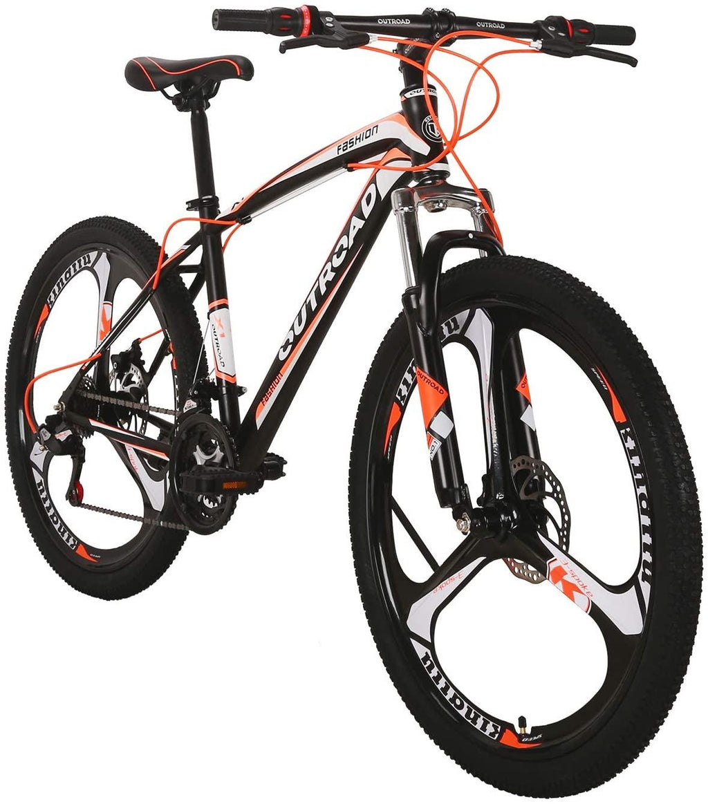 Outroad Mountain Bike 26-inch Wheel 21 Speed 3 Spoke Double Disc Brake Bicycle Suspension Fork Rear Anti-Slip Bike for Adult or Teens