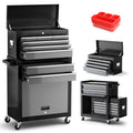 8-Drawer Tool Chest with Wheels,42'' Rolling Tool Chest Heavy Duty,Detachable Top Tool Box,Tool Cabinet with Hooks,Liners,Tray Divider,Rolling Tool Box for GaraStorage, Workshop,Warehouse,Black