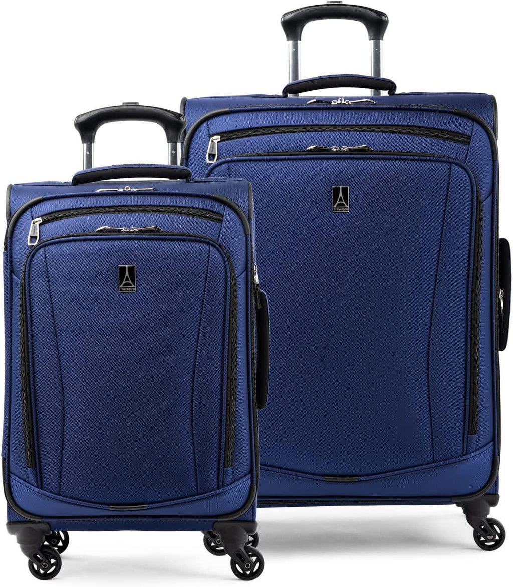Runway 2 Piece Luggage Set, Carry-on &amp; Convertible Medium to Large Check-in Expandable Luggage, 4 Spinner Wheels, Softside Suitcase, Men and Women, Blue