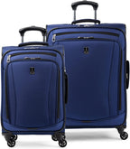 Runway 2 Piece Luggage Set, Carry-on &amp; Convertible Medium to Large Check-in Expandable Luggage, 4 Spinner Wheels, Softside Suitcase, Men and Women, Blue