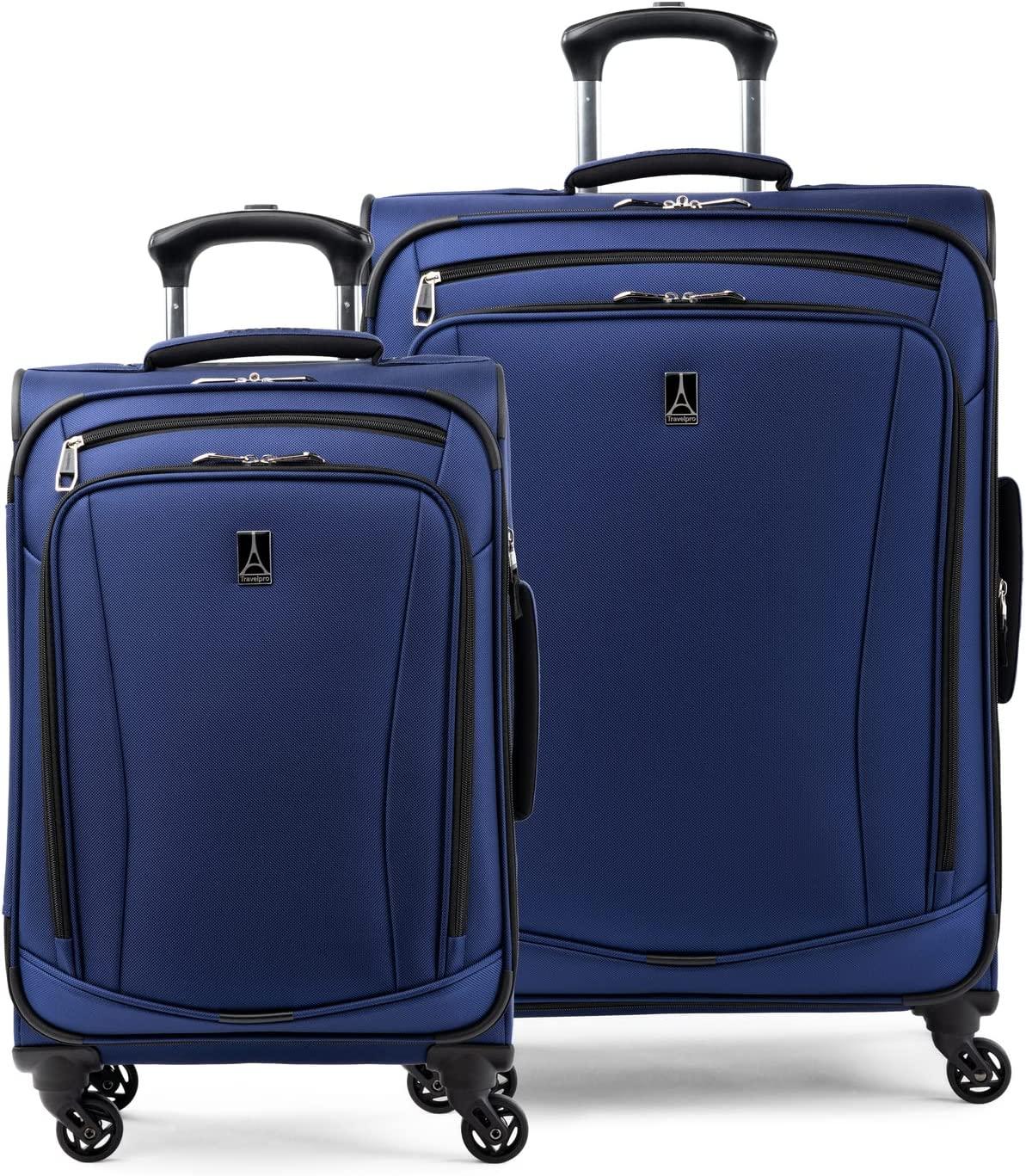 Runway 2 Piece Luggage Set, Carry-on &amp; Convertible Medium to Large Check-in Expandable Luggage, 4 Spinner Wheels, Softside Suitcase, Men and Women, Blue