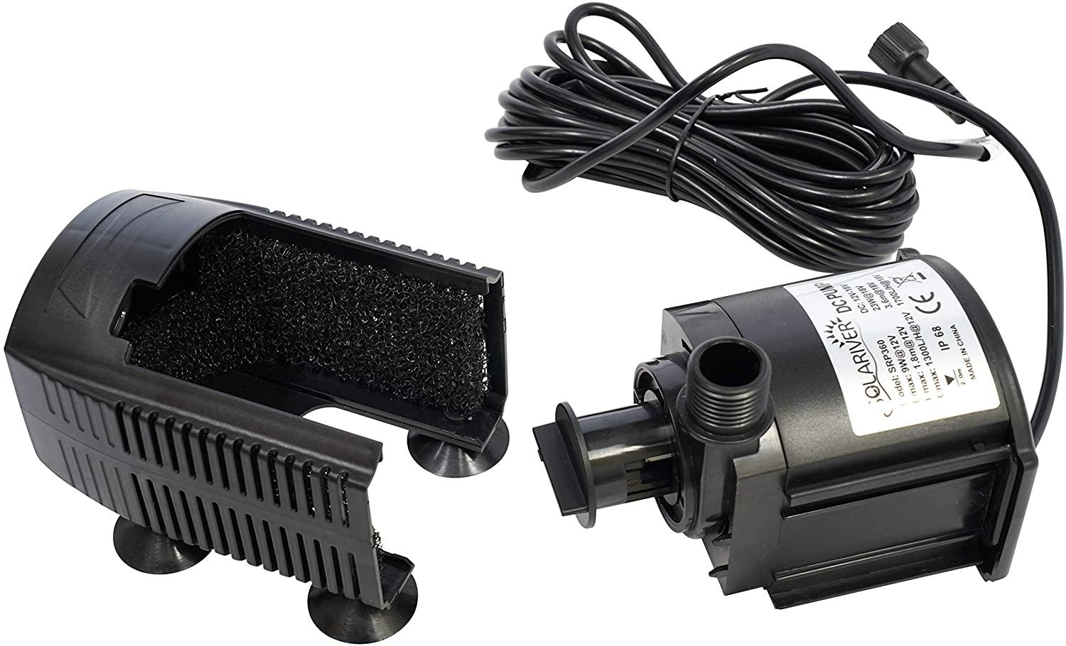 solariver solar water pump kit - 360+gph submersible pump with adjustable flow, 20 watt solar panel for sun powered fountain, pond aeration, hydroponics, aquaculture (no battery backup)