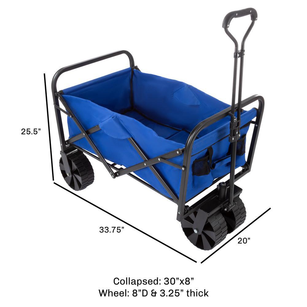 Blue All-Terrain Folding Camping/Beach Wagon with Telescoping Handle and Extra Wide Wheels